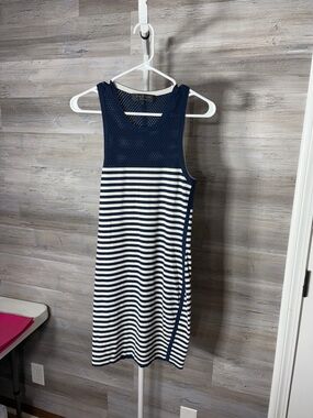 rag & bone Navy and White Striped Sleeveless Midi Dress 2123